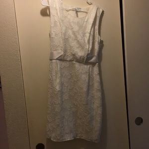 White dress with classic banded middle